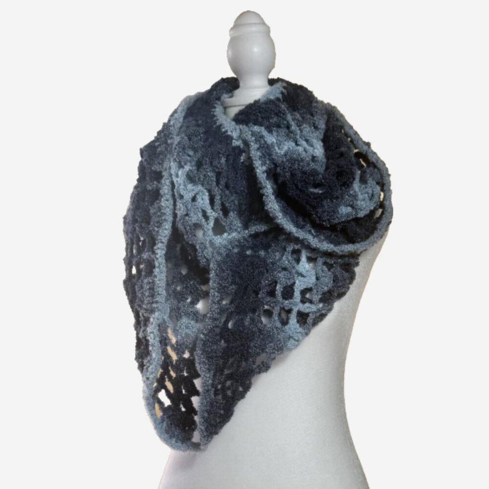Blue Ombre‎ Crochet Infinity Scarf – Soft & Cozy Winter Loop